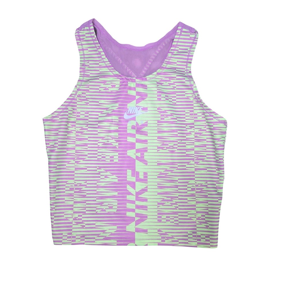 Nike Dri Fit Air Cropped Tank Top Womens Size S Purple Green Athletic